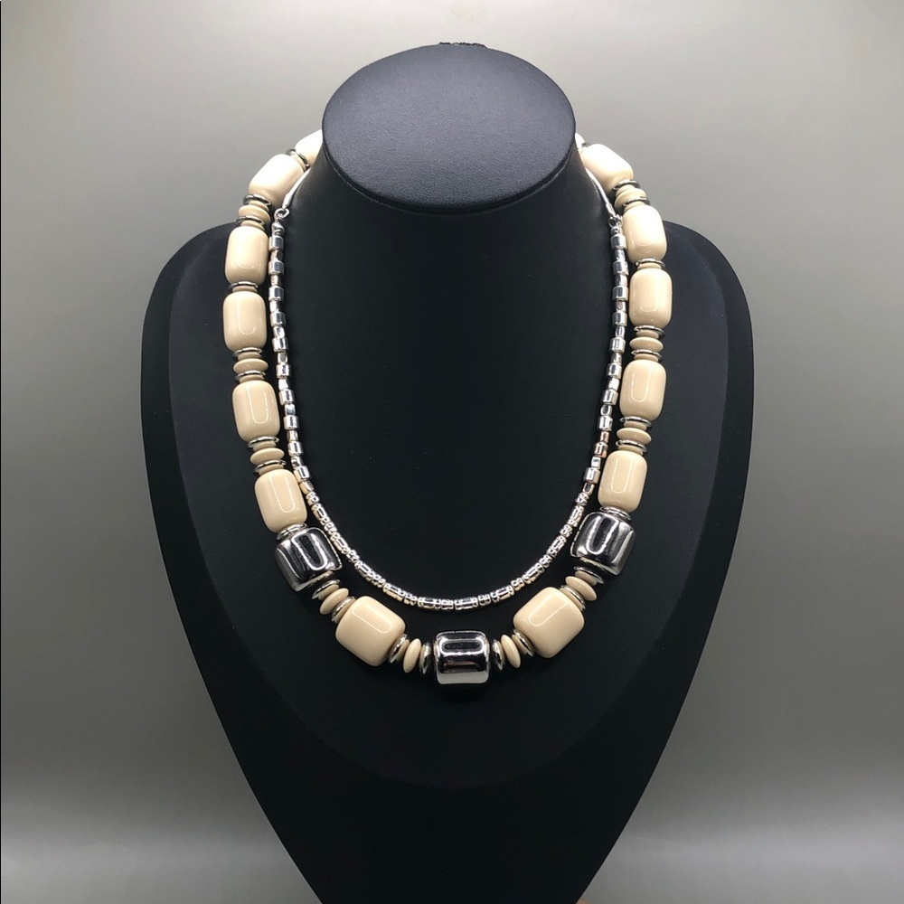 Curated bundle semi chunky bead vintage + modern Loft chain necklace lot 2